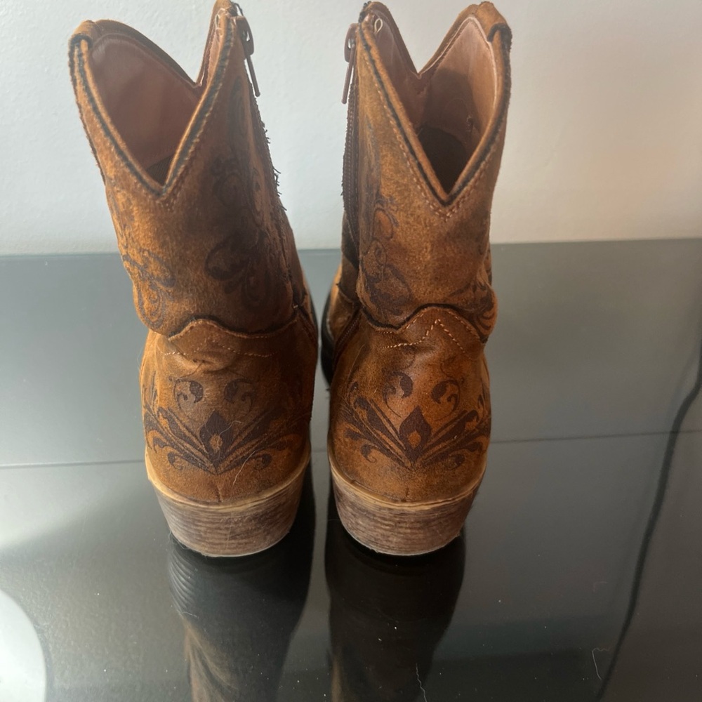 Roper Tan Leather Cowboy Boots Size 7.5 - Picture 2 of 7